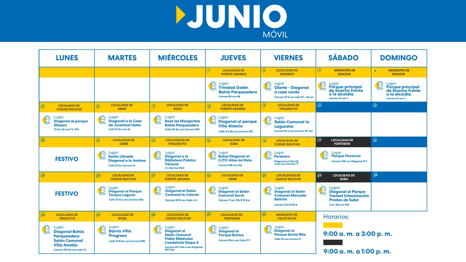 Cronograma agencia móvil junio 2023